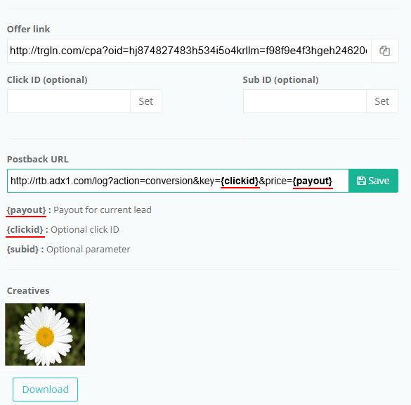 Paste the Postback URL